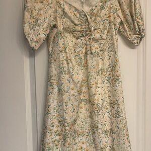 SHEIN Floral Mini Dress - Cream and Yellow